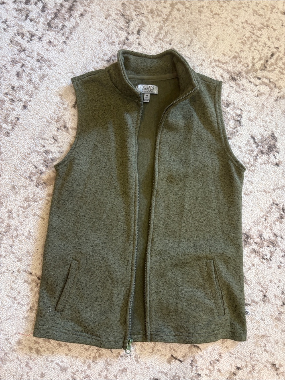 Boys Ocean & Coast Olive Green Fleece Vest